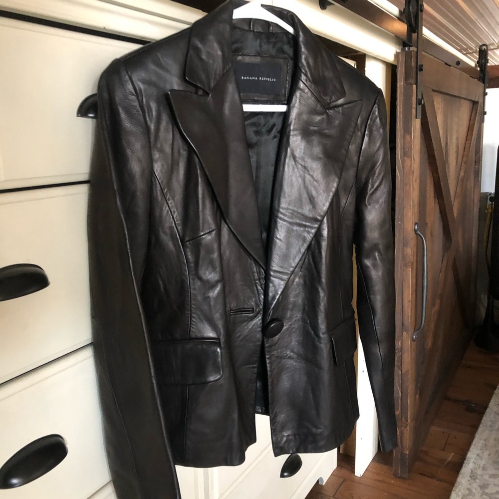 Never worn Banana Republic Leather Blazer